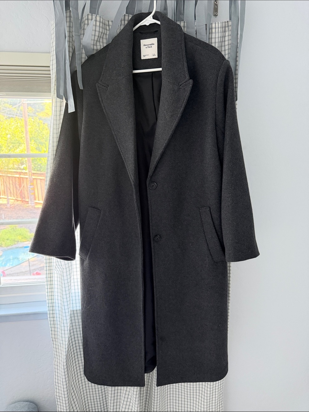 Abercrombie & Fitch Women's Dark Charcoal Wool-Blend Pea Coat